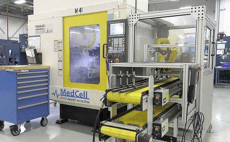 High-volume robotics machining of medical parts